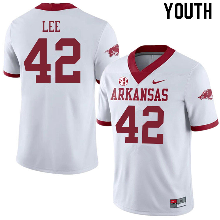 Youth #42 Zach Lee Arkansas Razorbacks College Football Jerseys Sale-Alternate White